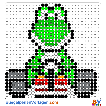 Bügelperlen Vorlage Yoshi von Mario Kart